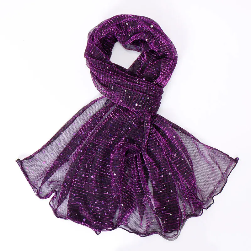 

2019 Spring Women Scarf Fashion Solid Pearl Shimmer Scarves For Ladies Thin Lurex Shawls and Wraps Foulard Stole Muslim Hijab