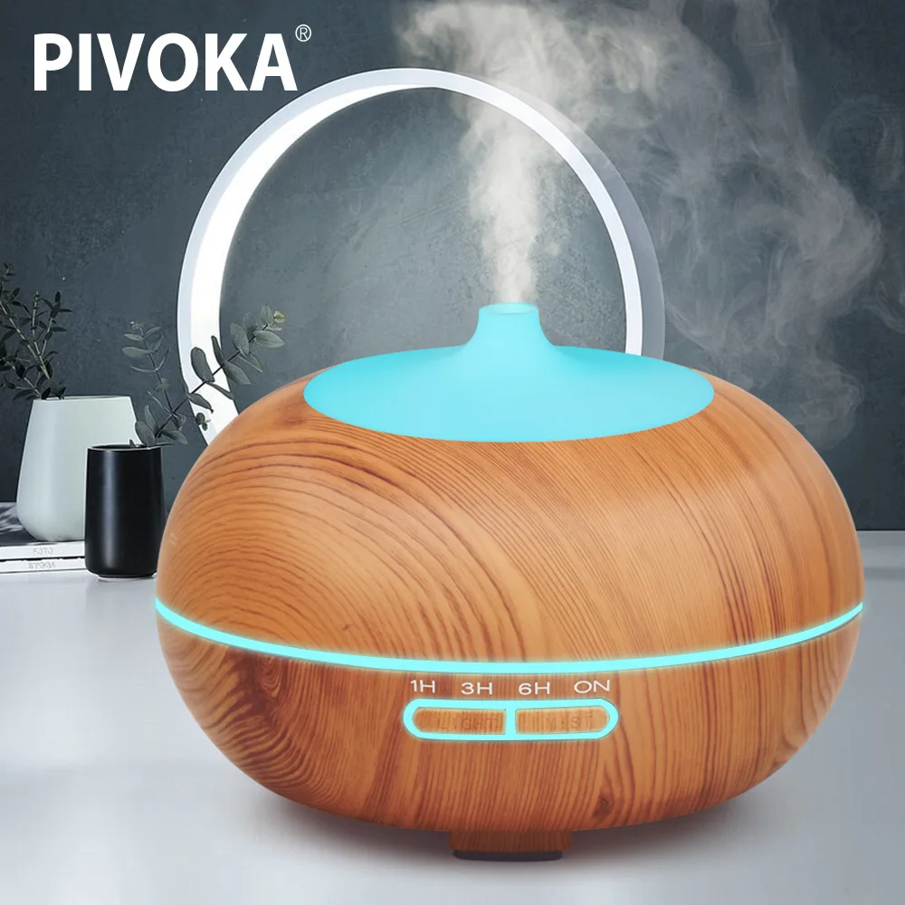 

PIVOKA 400ML Aroma Diffuser Air Ultrasonic Humidifier Essentiel Oil Aromaterapia LED Lights Mist Maker Humificador for Home 024