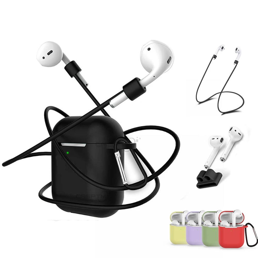 Противоударные Чехлы для Apple Airpods защита от потери ТПУ силикон Bluetooth беспроводная