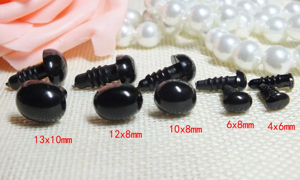 

mix size black color Oval Safety Eyes / Plastic Eyes/toy nose with washer