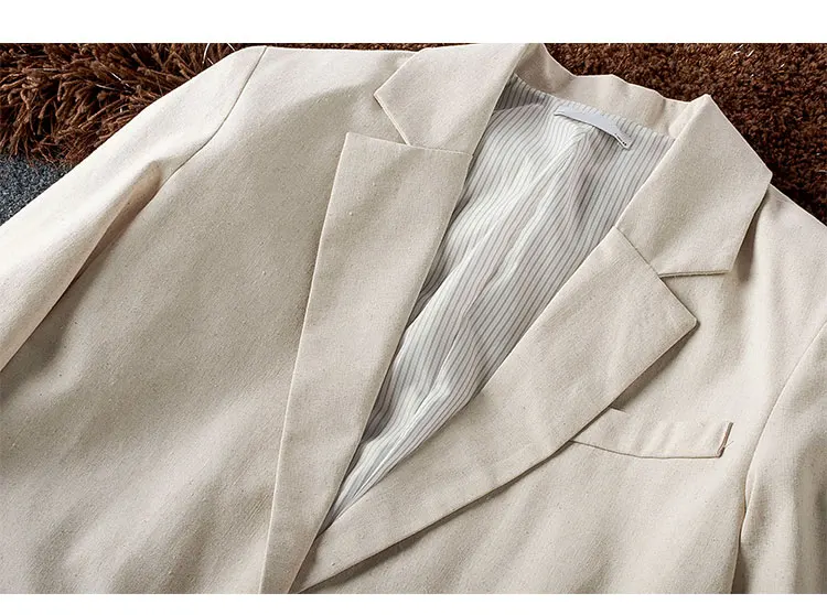 Льняной Блейзер хорошего качества для женщин, 2019, осенняя новая распродажа костюмов, куртка для женщин, свободные однобортные однотонные
