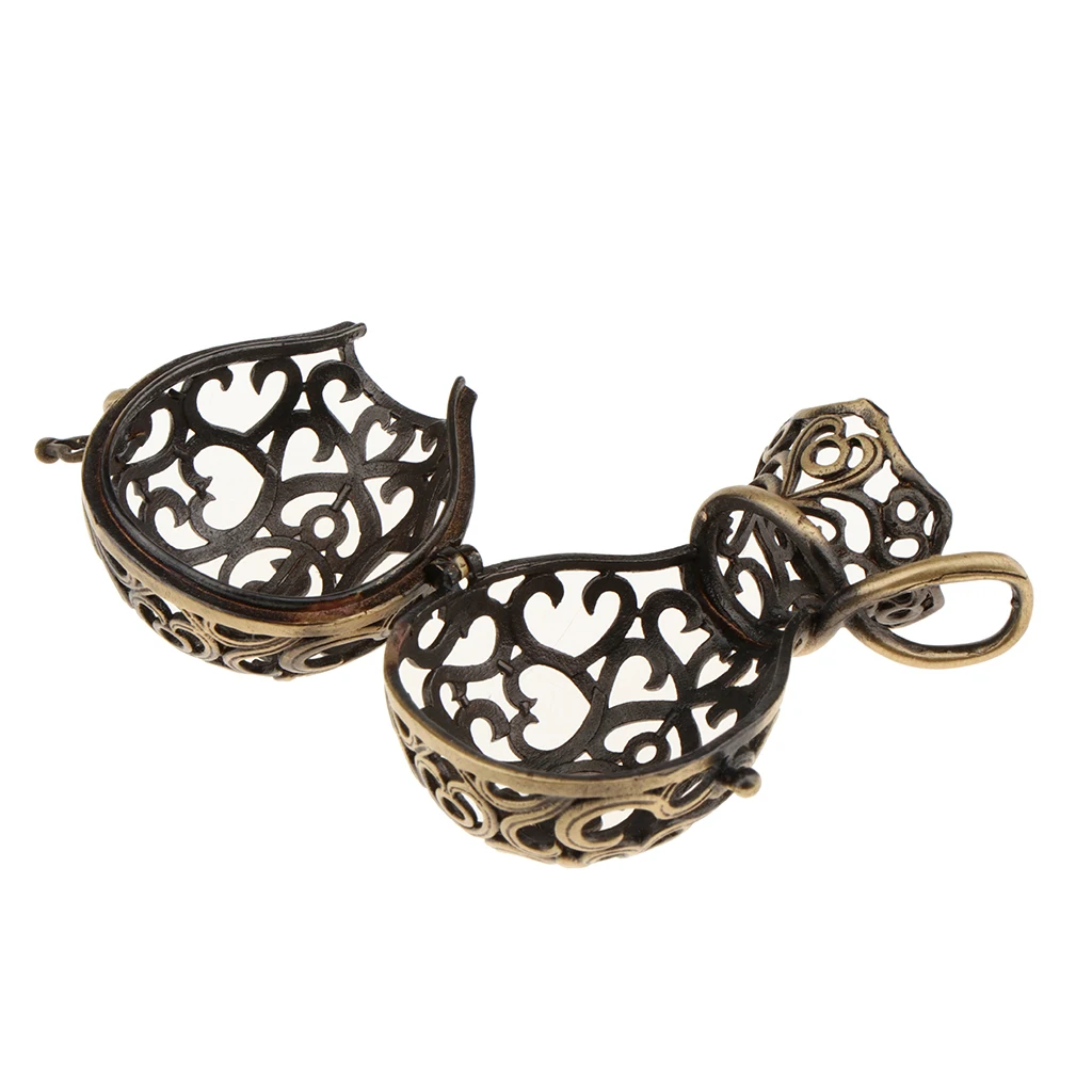 Hollow Pendant Heart Flower Vase Shaped Bead Cages Openable Pendant for Necklace Cotton Ball, Beads Ball, Pom Pom Balls