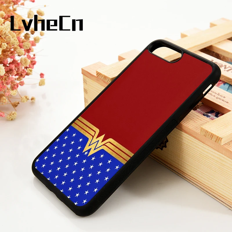 

LvheCn 5 5S SE 6 6S Phone Cover Cases For iPhone 7 8 PLUS X Xs Max XR Soft Silicone Rubber Wonderwoman DC Superhero Wonder Woman