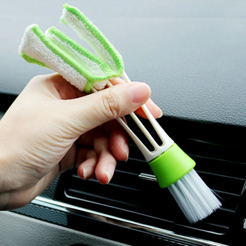 ZD 1Pc Car Double-head Cleaning Brush Multi-Functional air outlet for Ford fiesta Citroen c4 Honda civic Nissan juke accessories