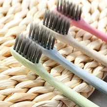 Топ 1 шт. портативная зубная щетка для путешествий пшеничный стебель ручка мини мягкие бамбуковые угольные головки нано-антибактериальная зубная щетка для ухода за полостью рта