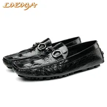 2017 Mens Casual Shoes Genuine Leather Black Loafers Handmade Shoes High Quality Alligator Boat Shoes Peas Shoes Luxury Designer