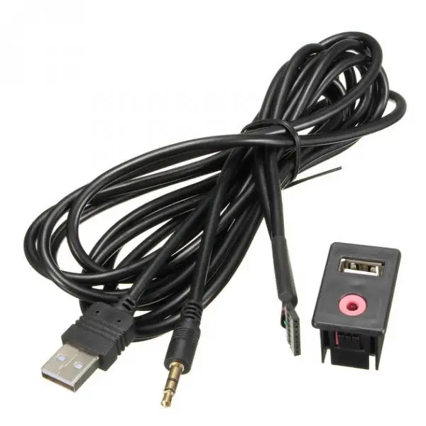 USB AUX Cable Adapter Car Flush Mount Lead Panel Extension Cord