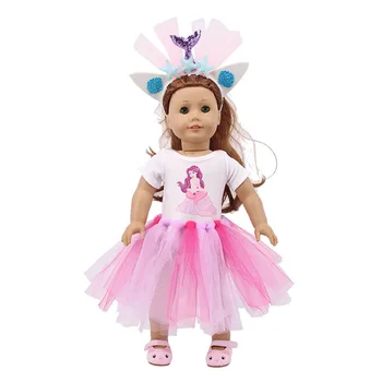 

Fit 18 inch Doll Clothes Accessories Born Unicorn Mermaid Dress Blue Gauze Skirt New Baby For Baby Birthday Festival Gift