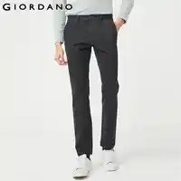 Giordano Men Pants Men Stretchy Mid-low Rise Zip Placket Button Closure Casual Pants Front Pocket Men Trousers Durable
