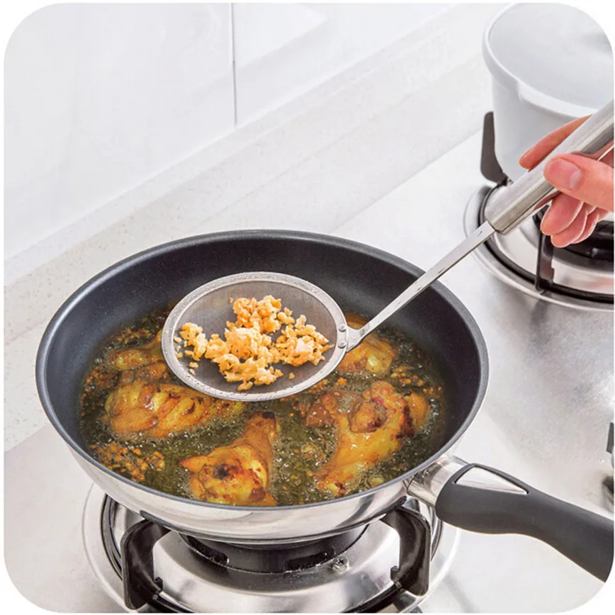 

Kitchen Stainless Steel Mesh Hanging Oil Filter Net Strainer Scoop Spoon Multifunction AA#