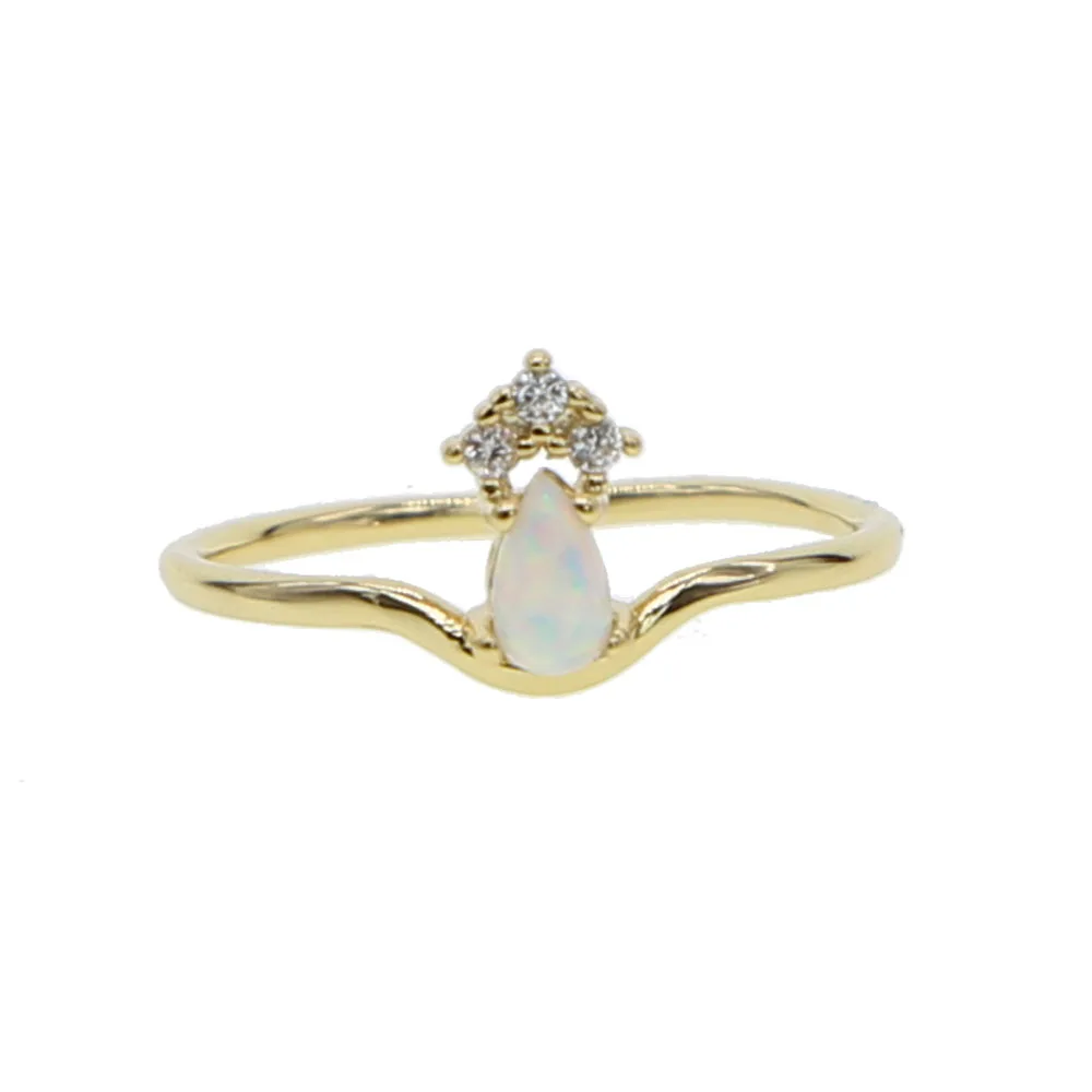 Золотого цвета в форме короны, опал, драгоценный камень, модное кольцо, элегантные нежные ювелирные изделия, огненный опал, дизайн, милое женское кольцо на палец, ювелирное изделие