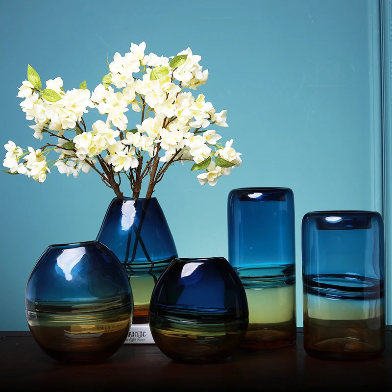 Color : Blue Vase Nordic Style Simple Stained Glass Home Decoration Decorative Color : Blue Vase Nordic Style Simple Stained Glass Home Decoration Decorative