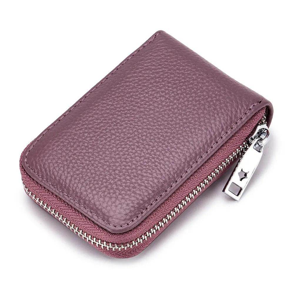 Genuine leather Card bag Simple and pure color Multiple card position ...