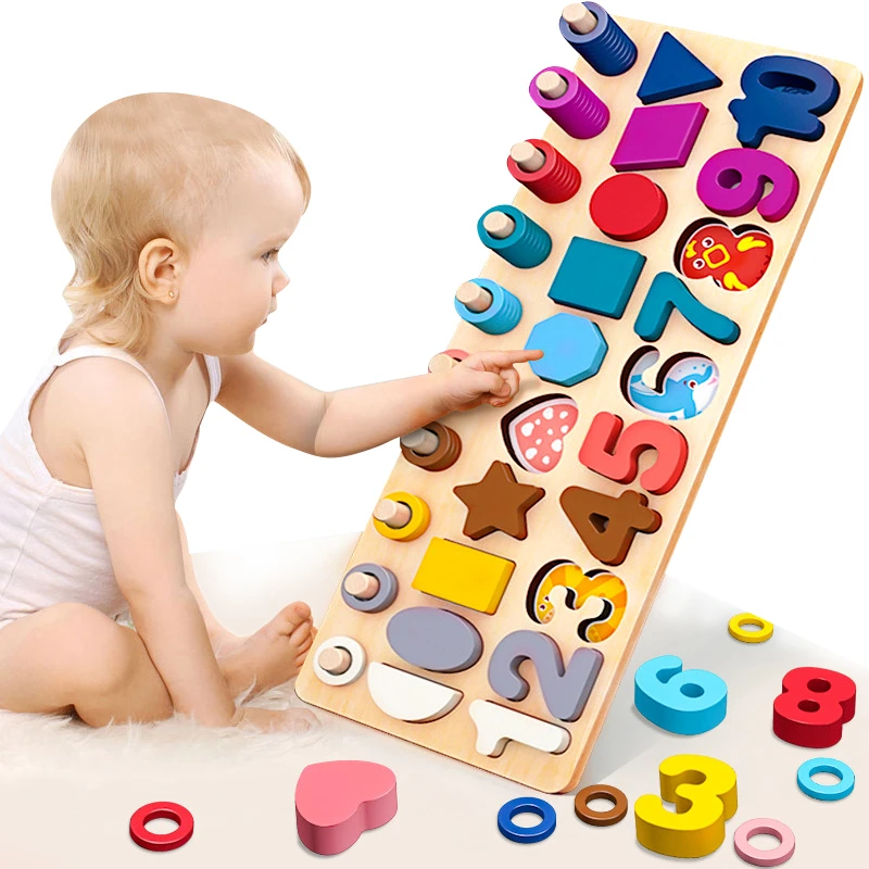 

Montessori Educational Wooden Toys Multi-function Logarithmic Board Toy Digitals Shapes Toy For Children Wooden Arithmetic Toy