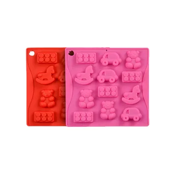 

FILBAKE 12 Cavity Silicone Chocolate Mold Rocking Horses Cars And Bears Shaped Toys Kitchen DIY Baking Cake Decorating Tools