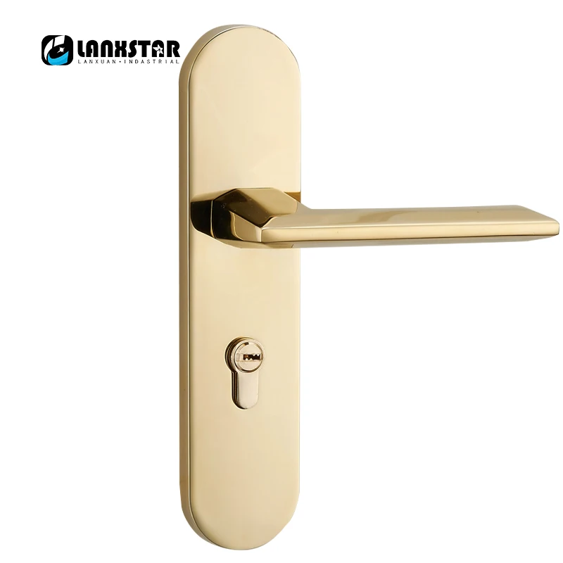

PVD Gold Color Handle Design Copper Core Hardware Lockset Mechanical Split Handle Lock