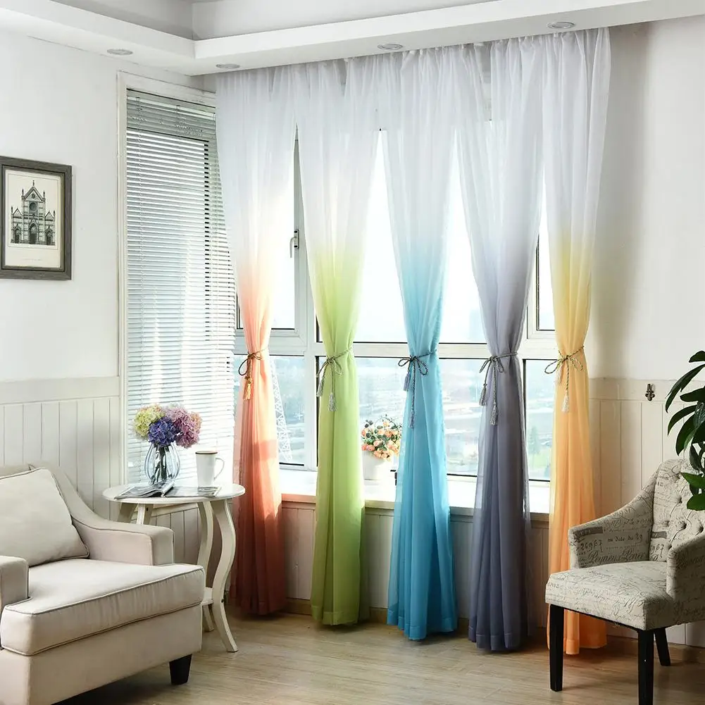 

100x200cm Ramp Color Curtain Living Room Gauze Drape Home Window Balcony Decor Fashion
