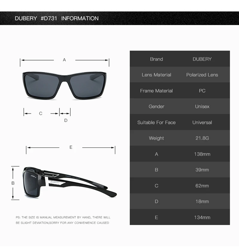 DUBERY Polarized Sunglasses Men Driver Sport Sun Glasses Brand Designer For Male Driving Fishing Goggles UV400 Oculos de YQ573