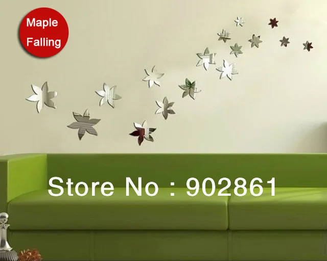 Nizza sticker stencil per pareti maple leaf pattern specchio camera ... Nizza sticker stencil per pareti maple leaf pattern specchio camera ...