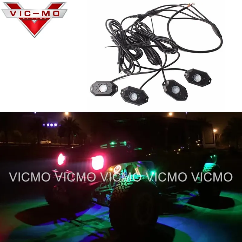 LED Multi Color RGB Rock Lights with Flash Remote Controller