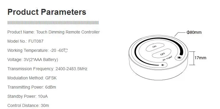 Mi свет FUT087 2.4g беспроводное устройство Touch Dim mi нг удаленного Диммер регулировать Яркость светодио дный контроллер для mi свет продукта