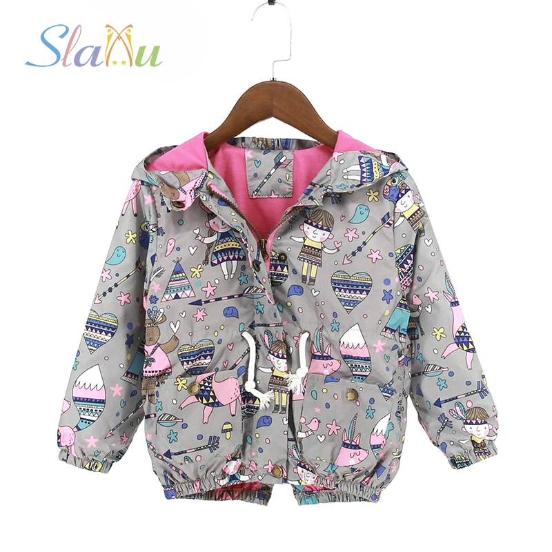 SLAIXIU Baby Girls Jackets Windbreaker Windproof Cartoon Graffiti Coats