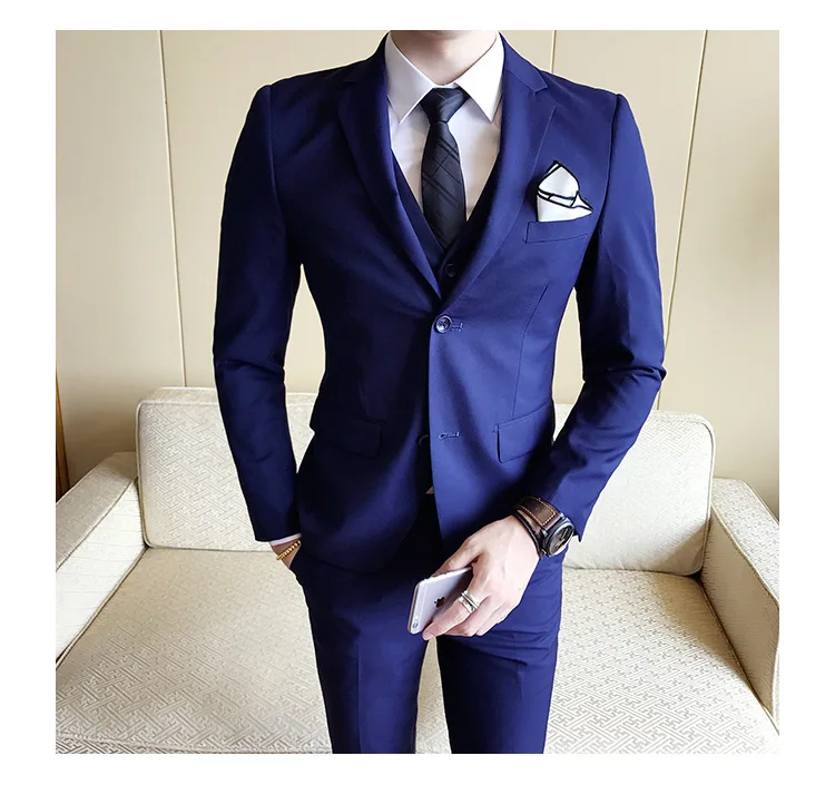 slim fit male 3 piece suits wedding dress Men's Business Casual jacket Wedding Prom Dinner Gown Wear Suits Groomsman tuxedos