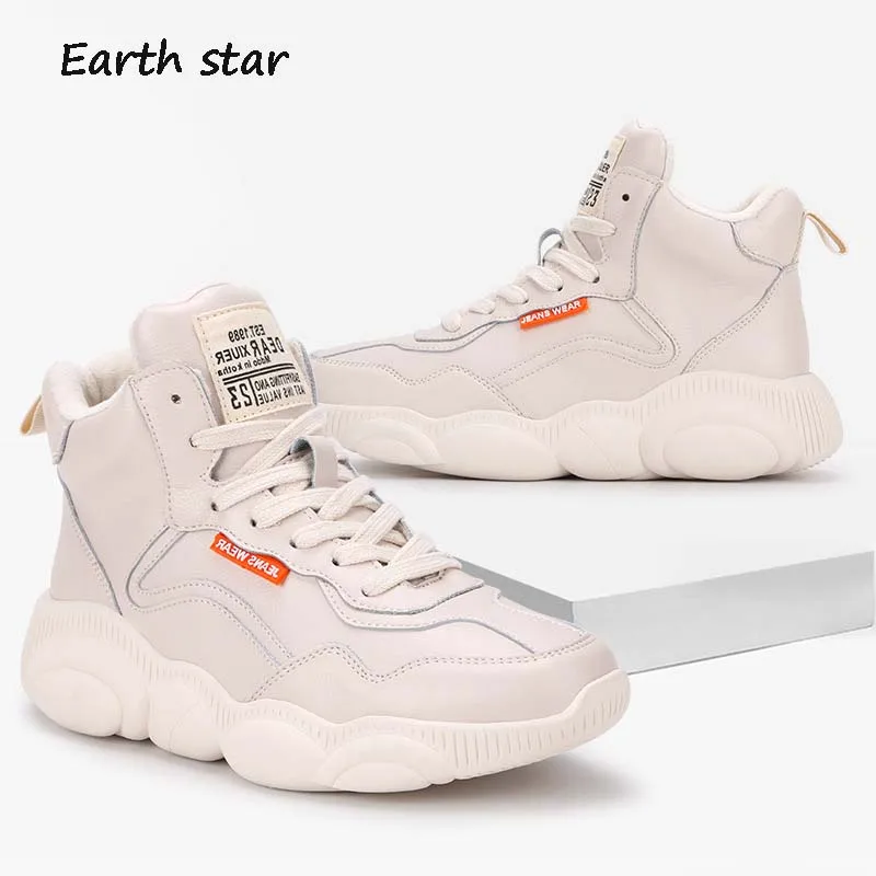 

Casual Shoes Women Fashion Brand Real Leather High Top Sneaker Platform zapatos de mujer Spring chaussures femme Ladies footware