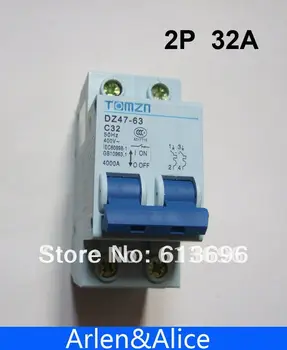 

2P 32A 400V~ 50HZ/60HZ Circuit breaker AC MCB safety breaker C Type