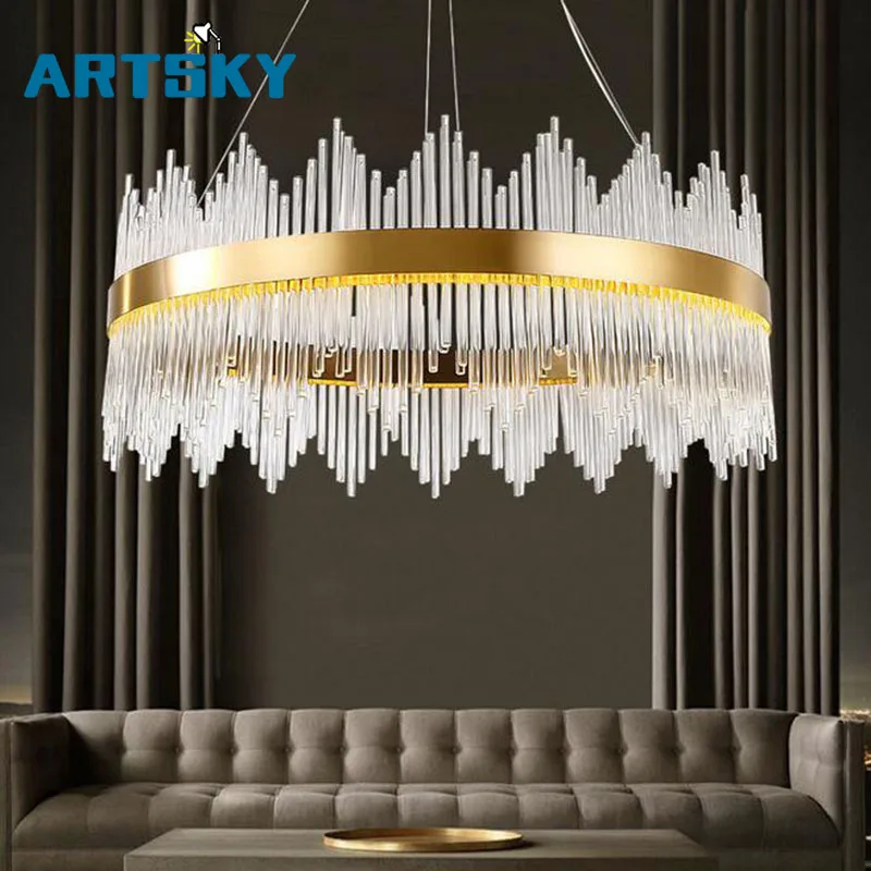 

Modern Chandelier LED Crystal Lamp AC110V-220V Golden Light Restaurant Decoration Lighting Lamps