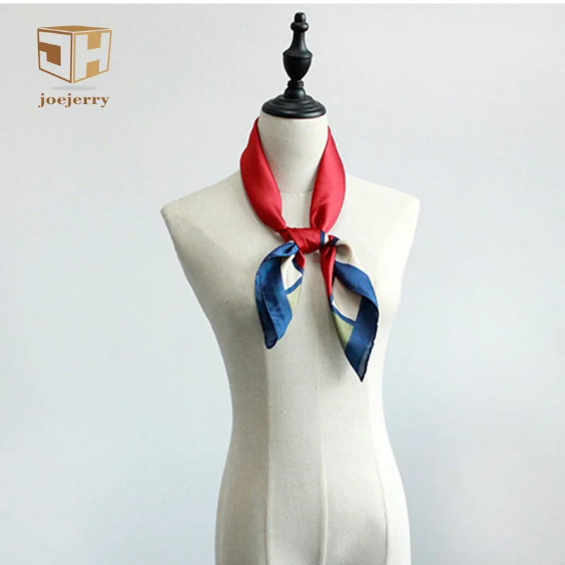 joejerry 28&quot*28&quot Mini Scarf Women Summer Spring Plaid Square Silk Satin Fashion 2017 Office Lady Small Bandana | Аксессуары для