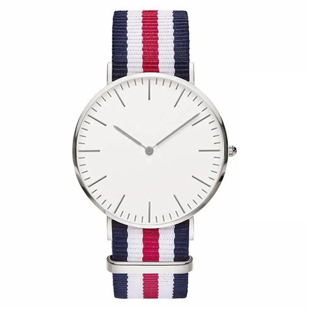 

Simple Design Women Nylon Band Wristwatch Men Fashionable Watch Fashion Round Dial Quartz Wrist Watches Best Gift