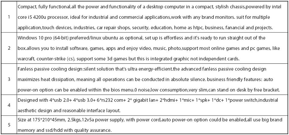 Безвентиляторный промышленный ПК, мини компьютер, Windows 10, Intel Core I5 4200U, [HUNSN IM04], (Dual WiFi/2 HDMI/4USB2. 0/4USB3. 0/2LAN/6COM)