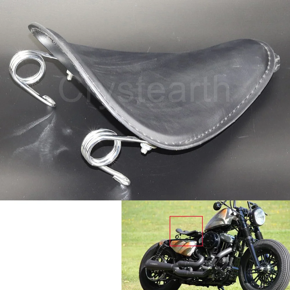 

35 x 25.5 cm Motorcycle Leather Solo Spring Seat For Honda Yamaha Suzuki Harley Sportster Dyna Chopper Bobber Custom Saddle Seat