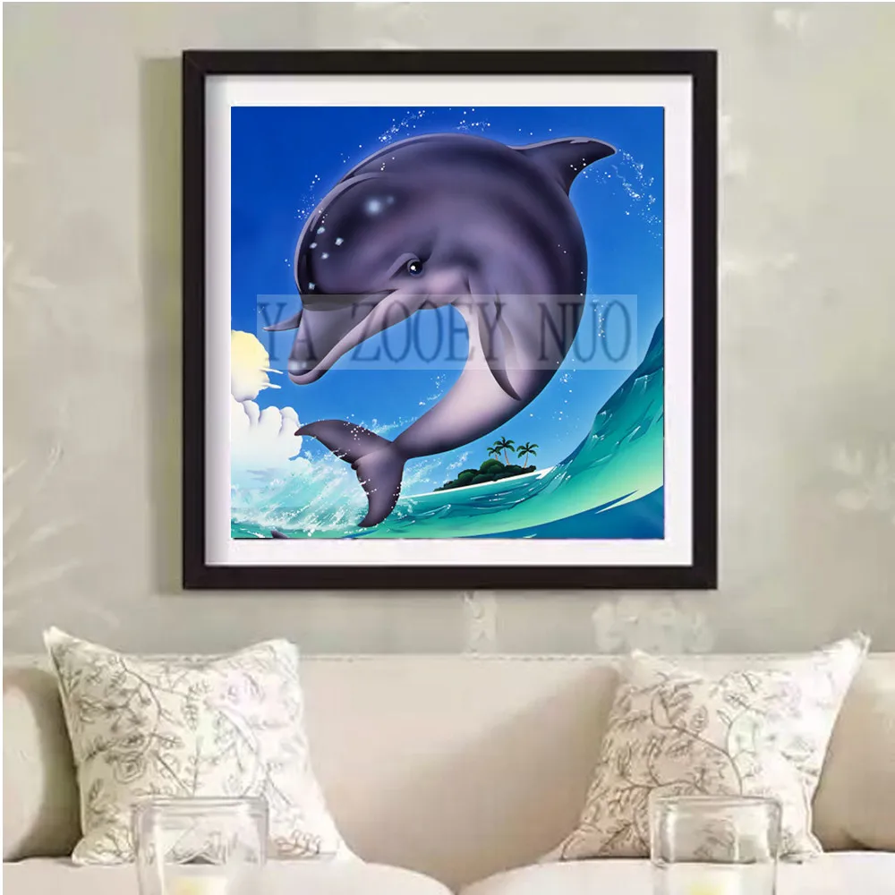 

YA ZOOEY NUO 5D DIY Diamond Embroidery Diamond Painting 5D Cross Stitch dolphin Diamond Drill Rhinestone Home Decor H1695