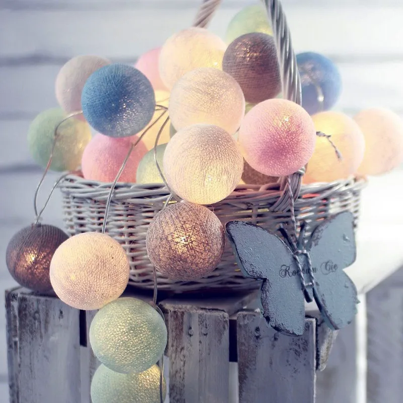 Mrosaa 3Meter Cotton Ball String Light Handmade USB 20 Led Thread Balls