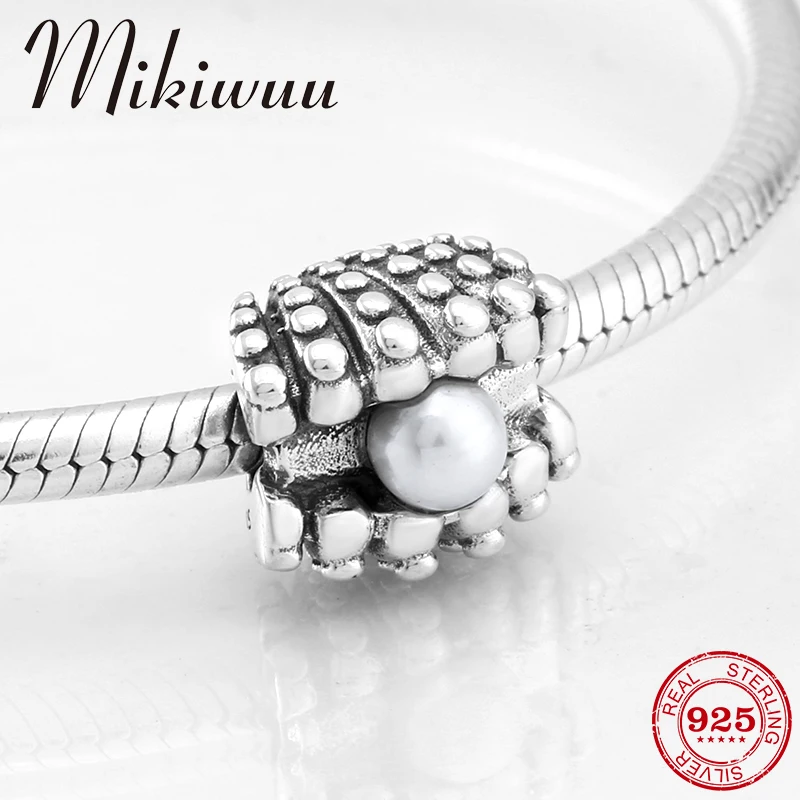 

925 Sterling Silver Shell shape with pearls fine DIY Accessories beads Jewelry Making Fit Original Pandora Charm Bracelet