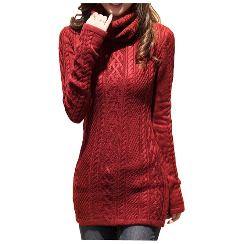 

Women Polo Neck Knit Stretchable Elasticity Long Sleeve Slim Sweater Jumper,Female Thick slim pullover sweater outerwear,5COLORS