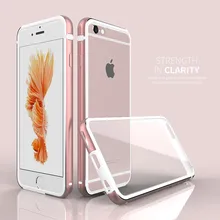 Luxury 2 in 1 Dual Layer Frame Hard Plastic Transparent Back Case For Iphone 6 6S