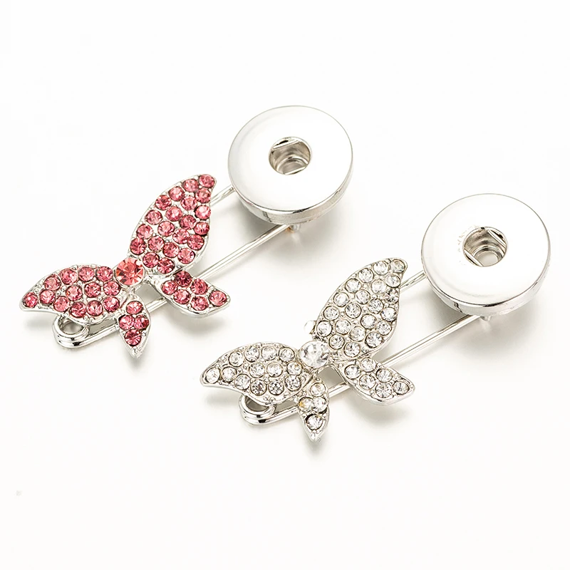 

20mm Snap Buttons Jewelry Butterfly Brooch Silver Pins Brooch Fit 18mm Snap Button Brooch For Women Weddings Brooches Pins Gift