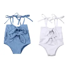 Новинка года; однотонные купальники с бантом для маленьких девочек; пляжная одежда; летние купальники для детей; Одежда для новорожденных; От 0 до 3 лет