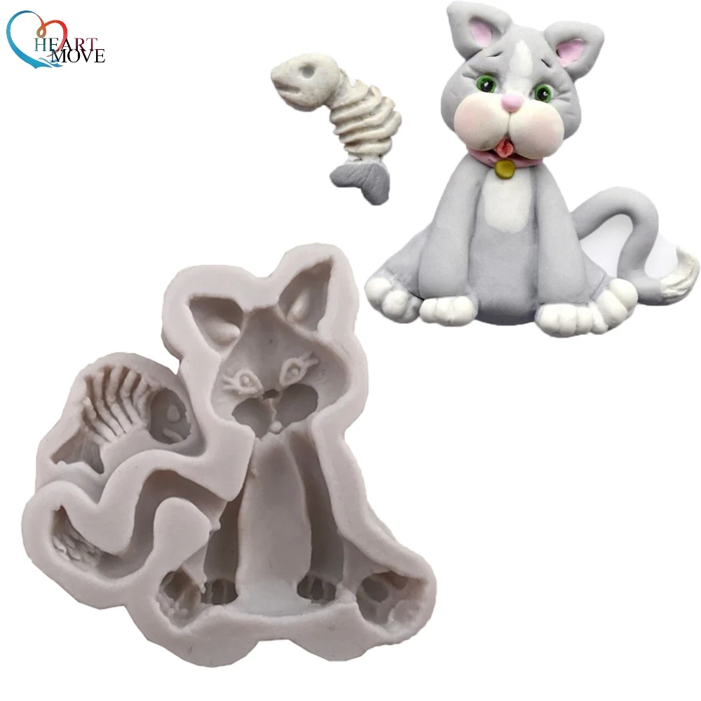 HEARTMOVE 3D Cat Shape Sugar Fondant Silicon Mold Cakes Decorating Tools DIY Gumpaste Chocolate Moulds Kitchen Bakeware 9672