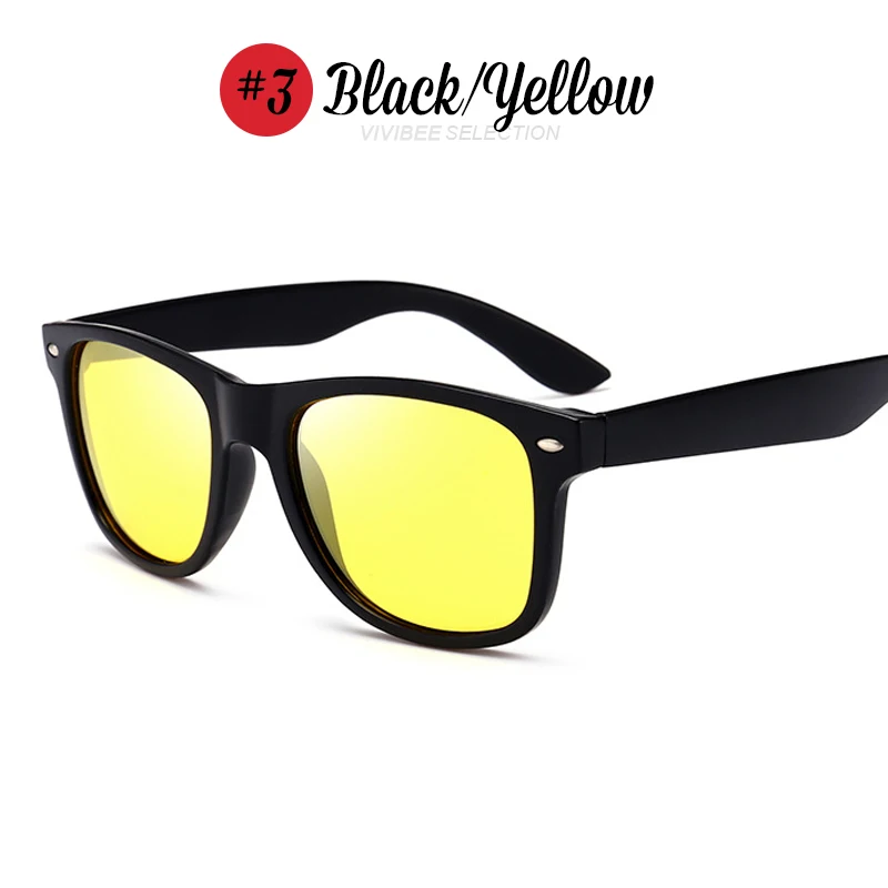VIVIBEE, классическая черная оправа, поляризационные солнцезащитные очки для мужчин, UV400, для вождения, поляризационные линзы, Casey Neistat, зеркальные очки,, мужские s - Цвет линз: 3 Black Yellow