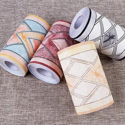 

5M Self-adhesive Lattice 3d wall stickers for tiles Bathroom toilet Kitchen border waterproof waist lines Home Decor 3d stickers