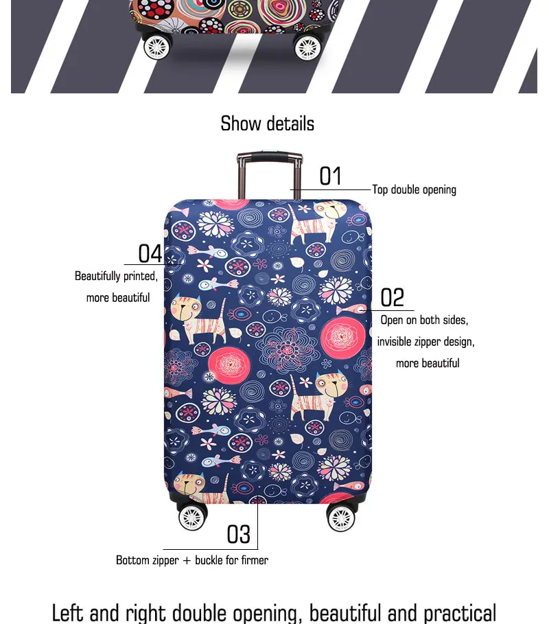 QIAQU толще иллюстрация путешествия чемодан защитная Cover18-32inch тележка, чемодан для багажа эластичные Пылезащитный чехол дорожные аксессуары
