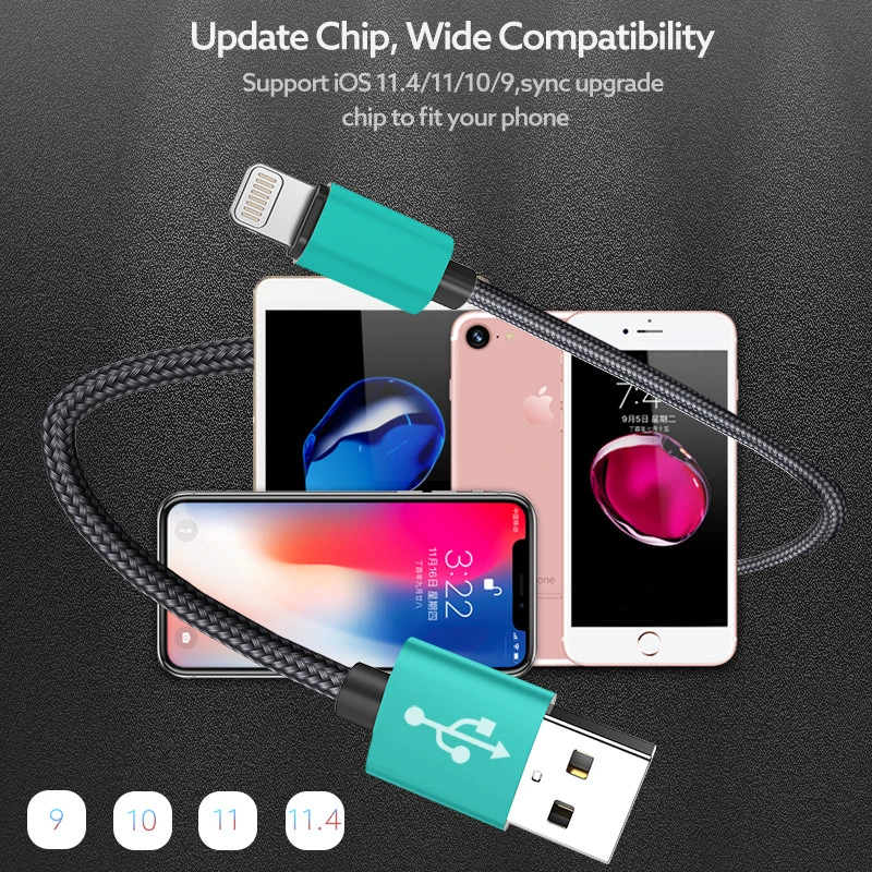  Metall USB Kabel für iPhone 8 7 6 6 s ROCK Legierung Nylon Geflecht Schnelle Lade USB Kabel für iPh