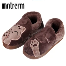 Mntrerm/мужские зимние теплые домашние тапочки с изображением из мультфильма Lucky Cat; нескользящая домашняя обувь; мужская домашняя обувь для спальни; пара плюшевых домашних тапочек