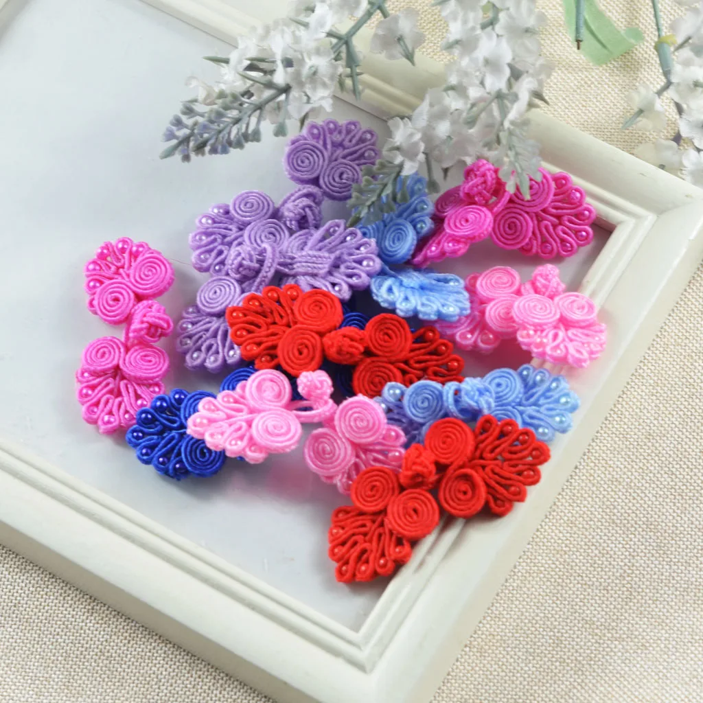 12pcs Chinese Knot Frog Buttons for Cheongsam Dress DIY Hair Accessories