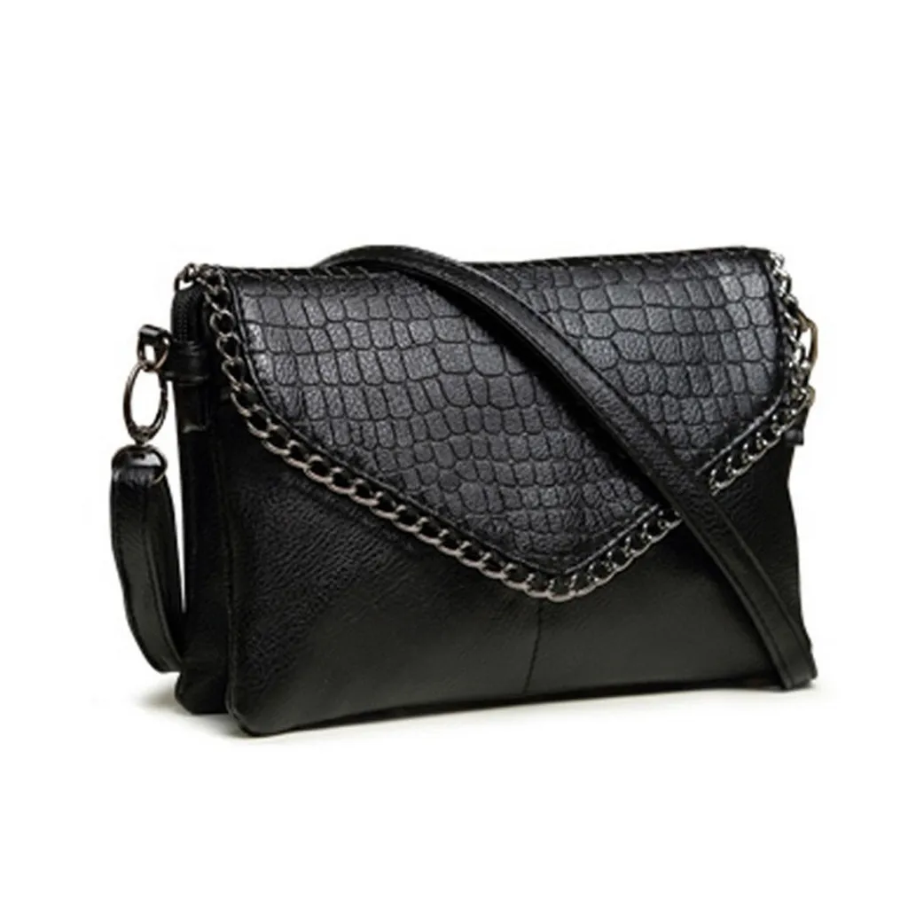 

Women Lady Bags Fashion Black Wild Crocodile Pattern Clutch Shoulder Messenger Bag purses and handbags sac main femme