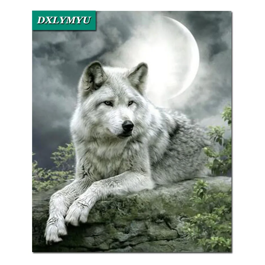 

Diamond Embroidery 5D DIY Diamond Painting Moon and wolf Diamond Cross stitch needlework Rhinestone Mosaic home Decoration